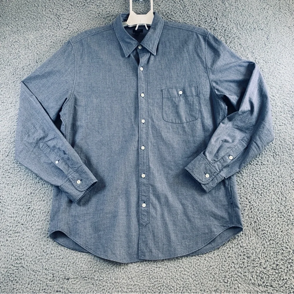 J.crew Dress Shirt Men's Long Sleeve Button Up Dark Blue Size L‎